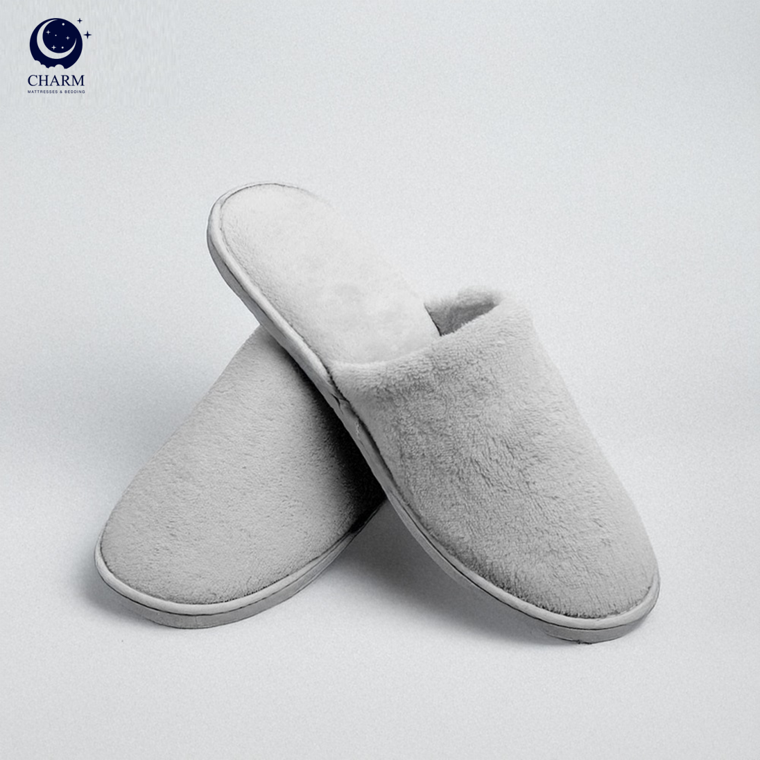 รองเท้าใส่ในบ้าน CHARM ขนแกะเทียม สีเทาโพลาร์ ไซซ์ฟรี ใส่สบาย ซักได้_0